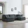 U-Shaped Sectional Sofa w/Reversible Footrest, 5-Seater Convertible Corner Couch with 2 Ottomans ,Modern Minimalist Soft Sofa & Couch for Living Room