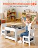 VEVOR Kids Table and 2 Chairs Set, Toddler Table and Chair Set with Storage Space under the Table, Cloth Storage Box under the Chairs